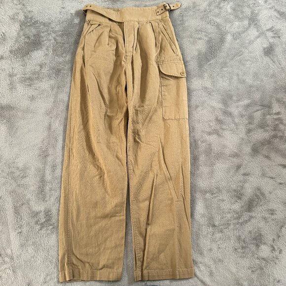 Banana Republic Khakis High Rise Pleated Wide Straight Leg Pants 2 Cargo Linen - Picture 1 of 9